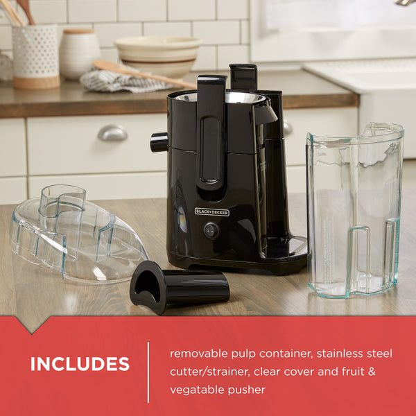  Fruit and Vegetable Juice Extractor with Space Saving Design, Black