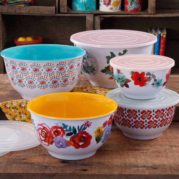 Country Garden Melamine Mixing Bowl Set, 10-Piece Set